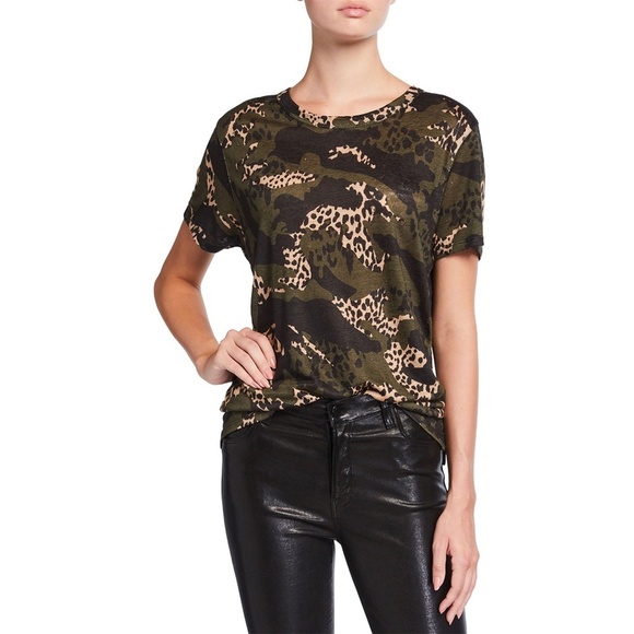 ZADIG & VOLTAIRE | Contemporary Black Camo Military T-Shirt 100% Linen | Size S - Picture 3 of 11